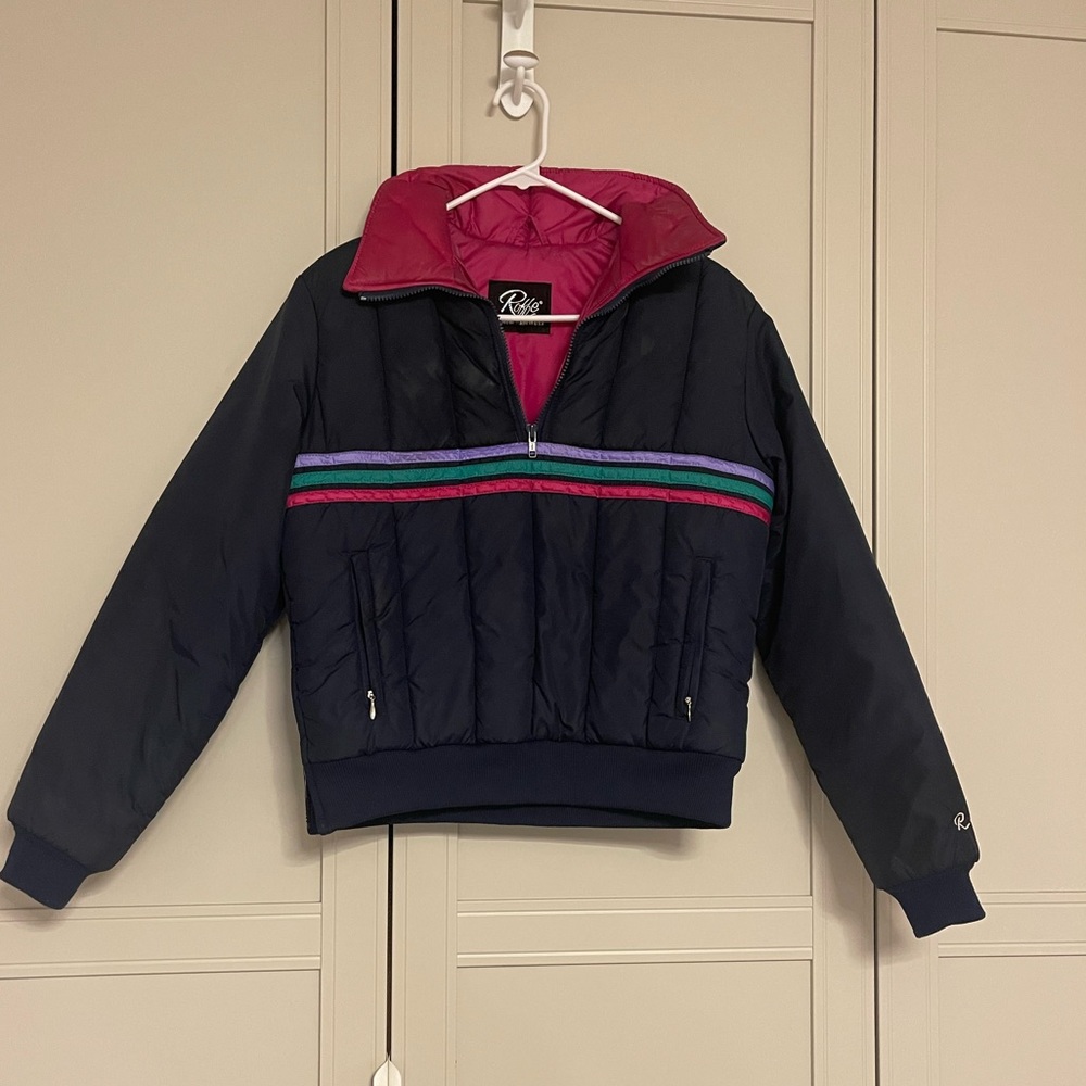 Retro Navy and Pink Ski Jacket